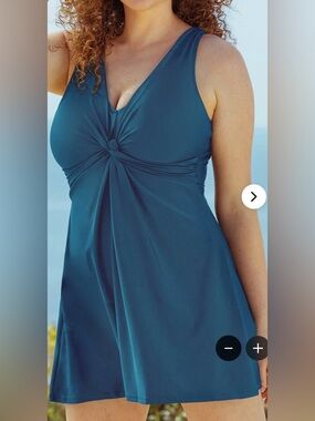 Shapermint Essentials Knot-Front One-Piece Swim dress in Ocean Blue size 4XL